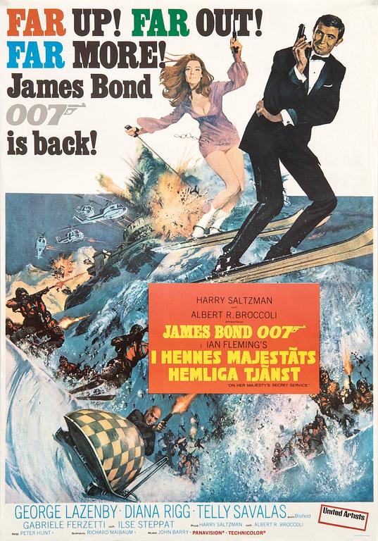 Filmaffisch James Bond "I hennes majestäts hemliga tjänst ( On Her Majesty's Secret Service)".