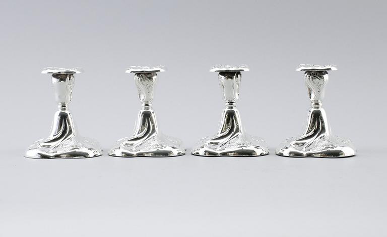 LJUSSTAKAR, 4 st, silver, Norge, 1900-talets mitt.