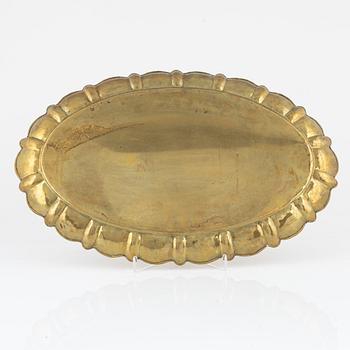 Lars Holmström, a brass tray, Arvika, Sweden, mid 20th Century.