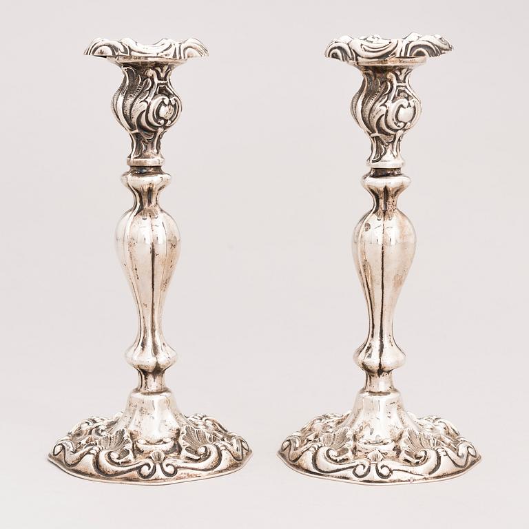 A pair of silver candlesticks, Stockholm 1861.