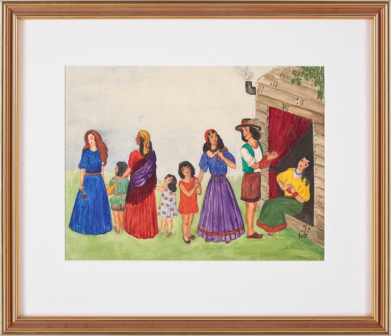 INGRID VON DARDEL, akvarell. Monogramsign o dat 5/7 1938.