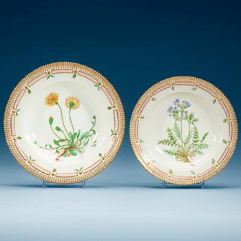 743. A set of 11 (4+7) Royal Copenhagen 'Flora Danica soup dishes, Denmark, 20th Century.