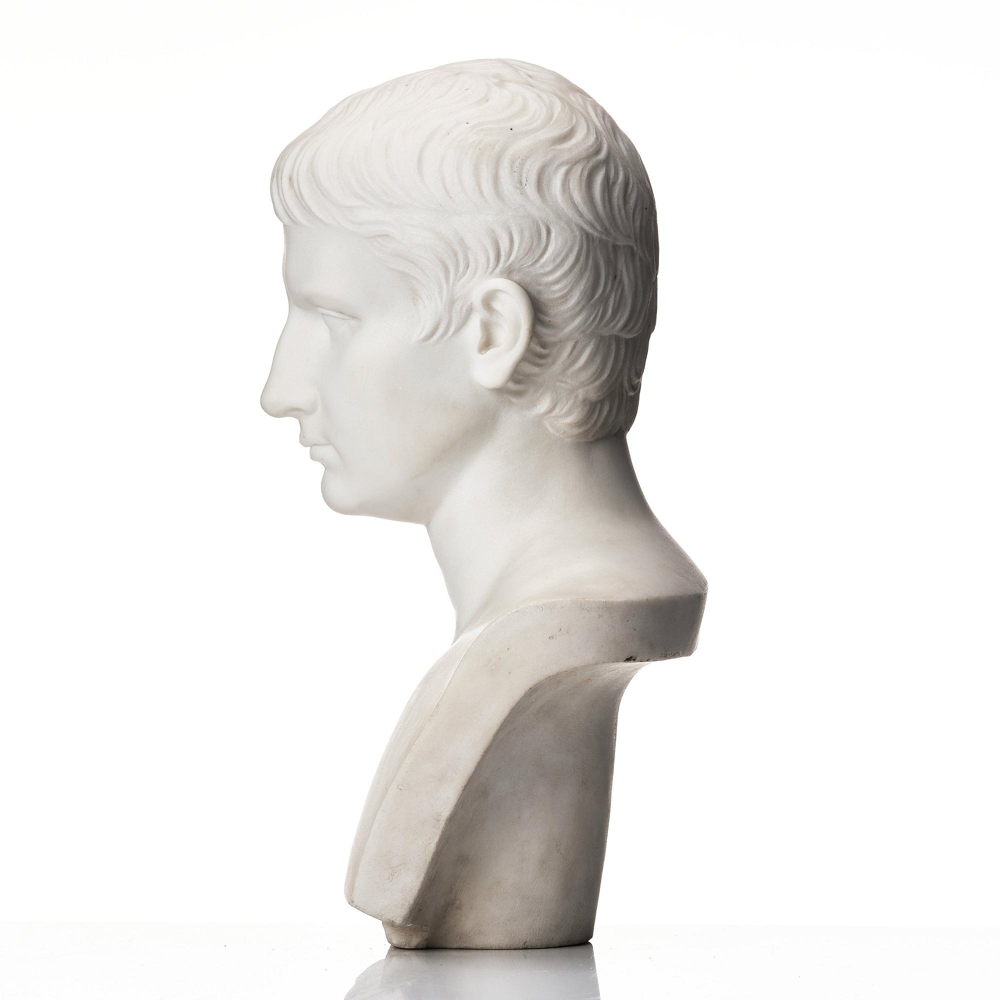 A presumably Italien 19th century bust of emperor Augustus (65 B.C - 14 A.D).