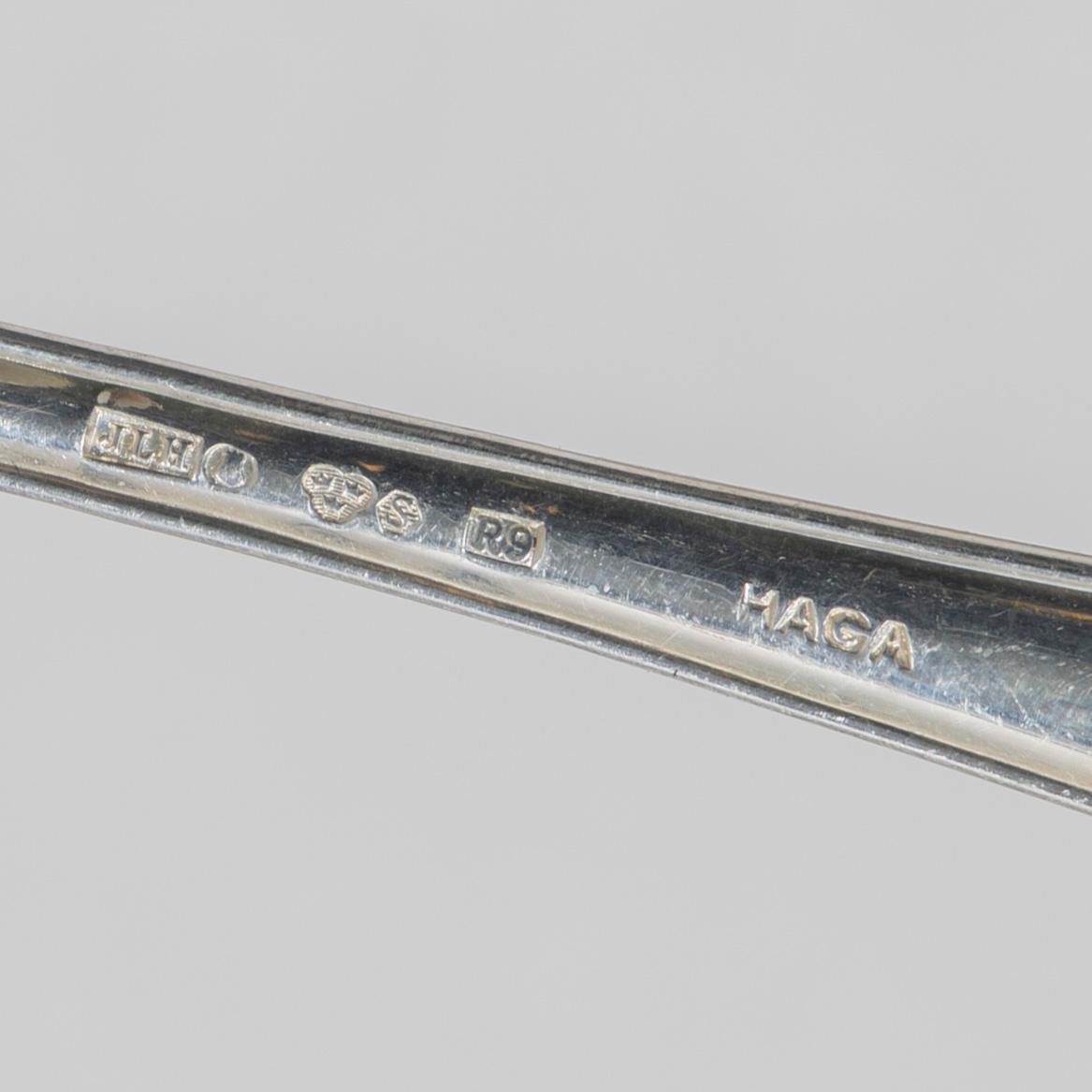 Cutlery, 9 pcs, silver, model "Haga", JL Hultman, Stockholm 1965-1970.