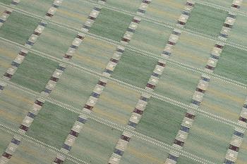 Barbro Nilsson, a carpet, 'Falurutan grön I', flat weave, c. 266 x 210 cm, signed AB MMF BN.