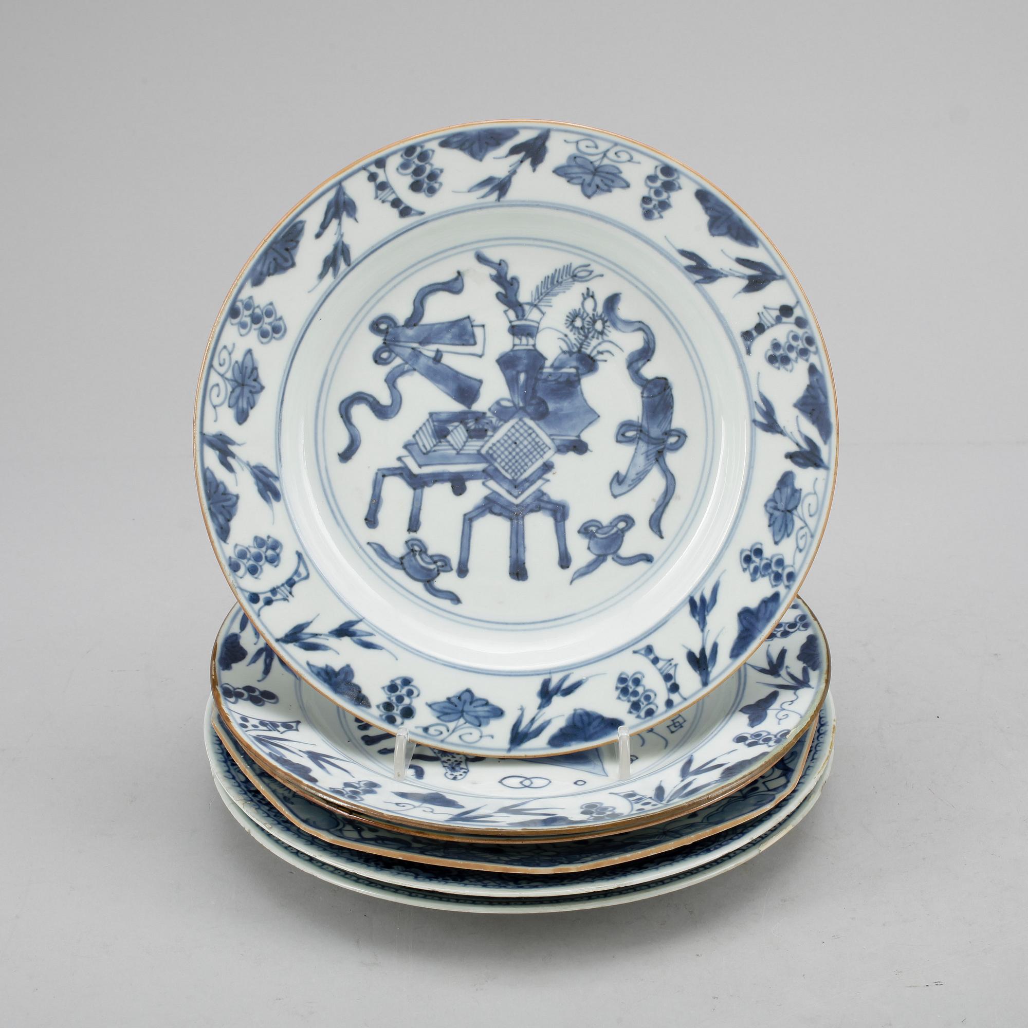 TALLRIKAR, 6 st, porslin, Kina, 1700-tal.