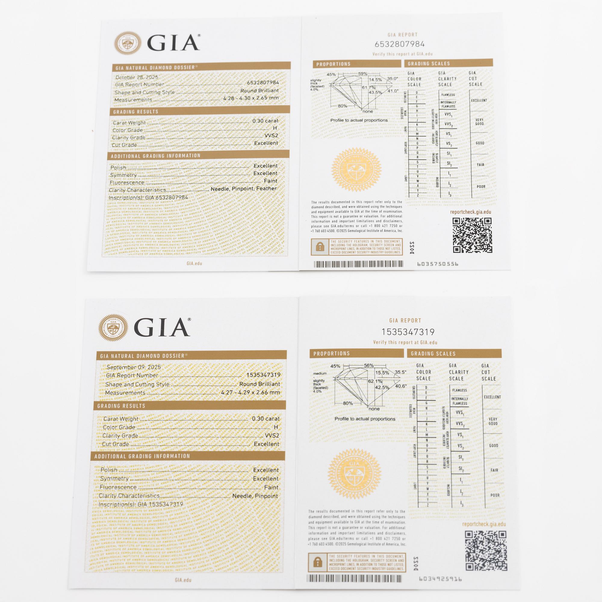 Earrings, a pair, 18K white gold with brilliant-cut diamonds totalling 0.60 ct.