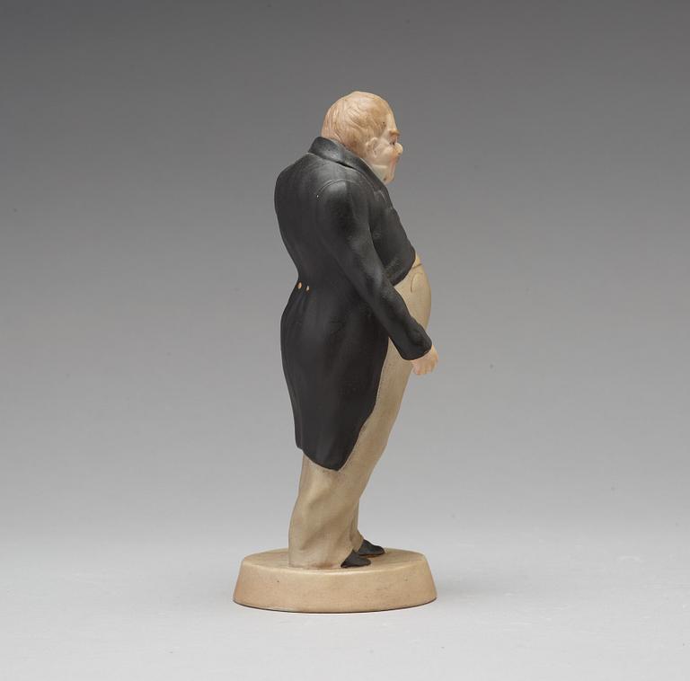 A bisquit porcelain figure of Sobakevich from Gogol's 'Dead Souls', Gardner, Moscow, 1880-1917.