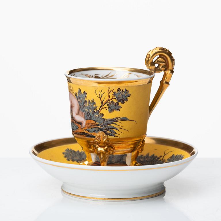 Kopp med fat, porslin. Empire, 1800-tal, Möjligen Ryssland.