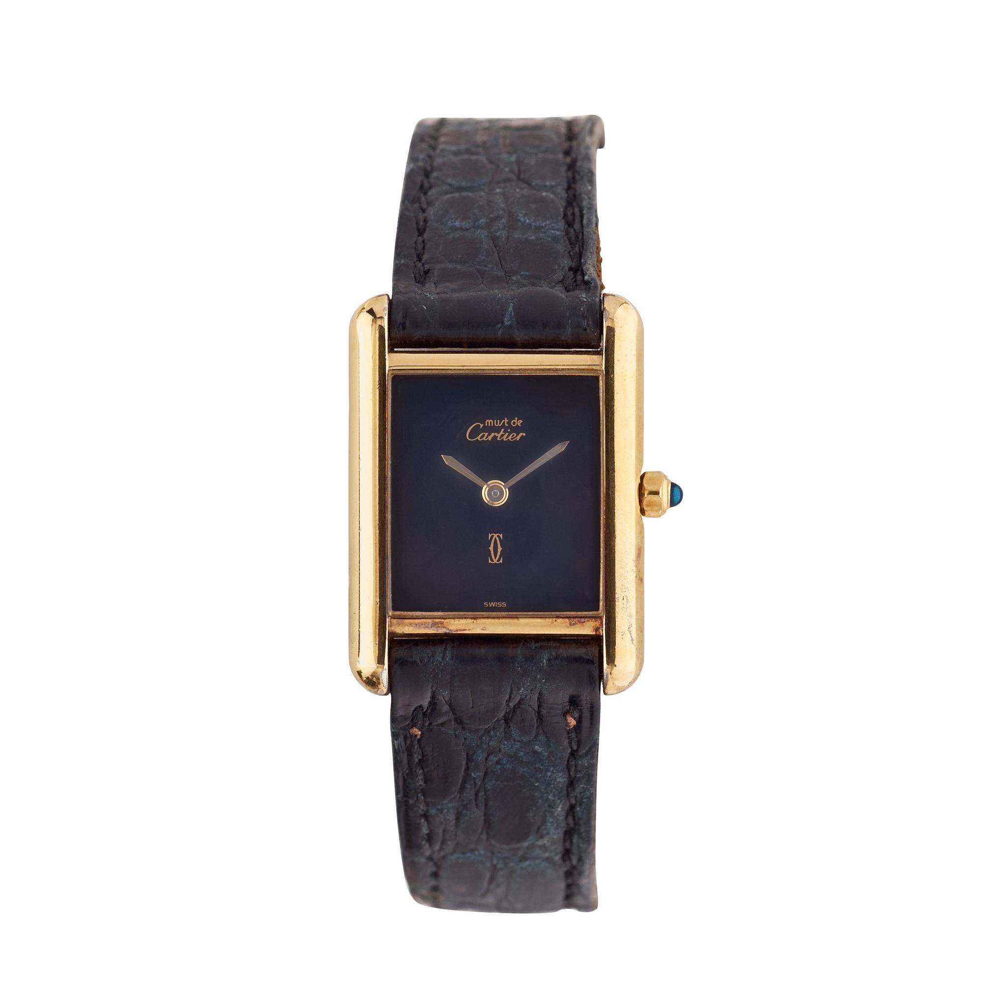ARMBANDSUR, dam, Cartier, Tank, förgyllt silver. 1989 enligt certifikat.