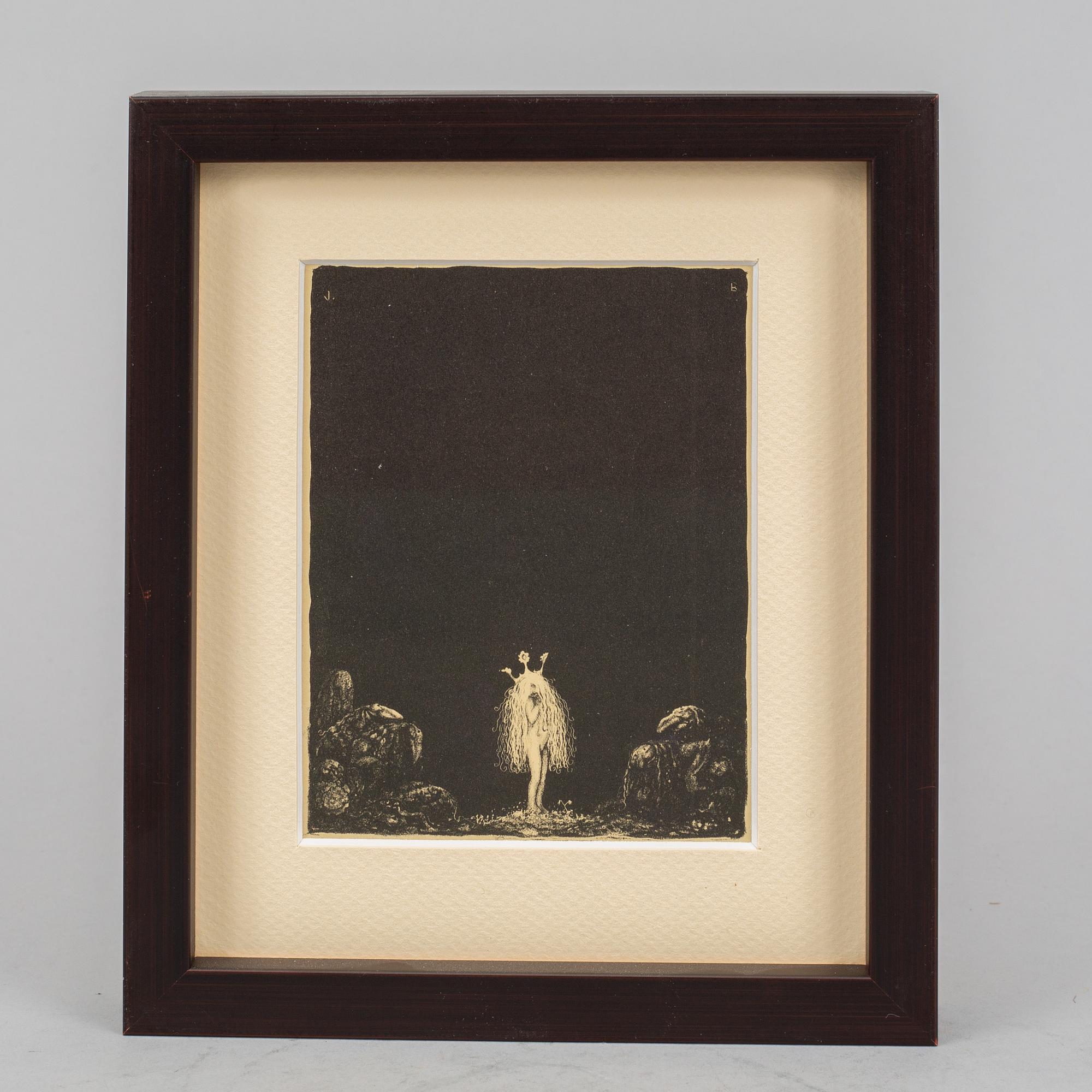 John Bauer, litografi, 1915, signerad i trycket.