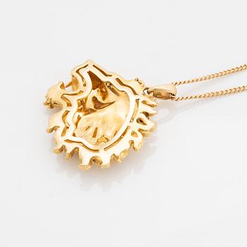 Carrera y Carrera, hänge lejon 18K guld med en briljantslipad diamant, kedja 18K guld.