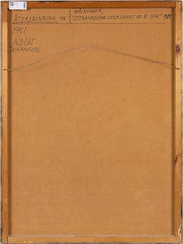 Albert Johansson, olja på pannå, signerad. Daterad 1979 a tergo.