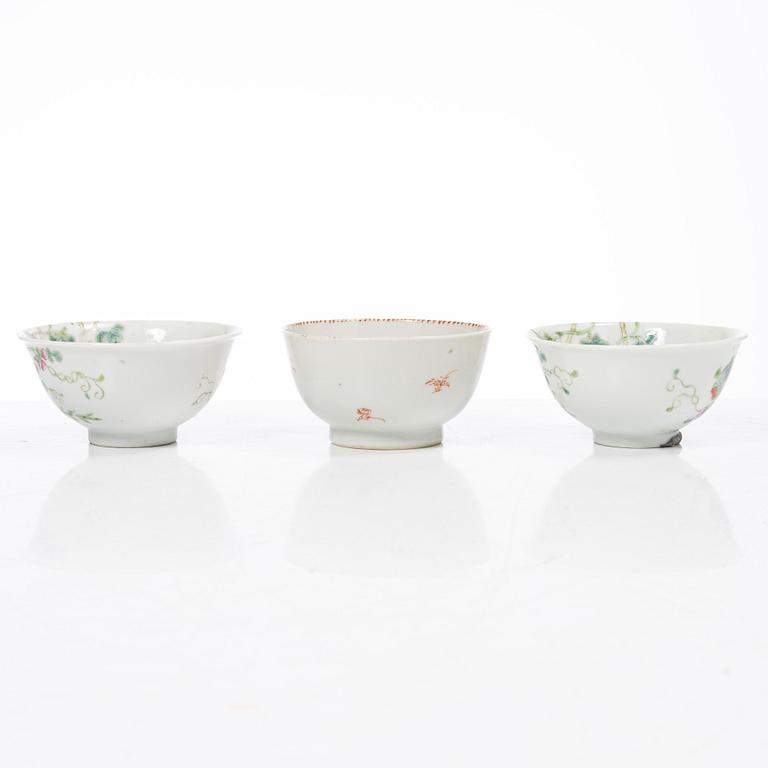 Thirteen porcelain cups, China, mostly 18th century.