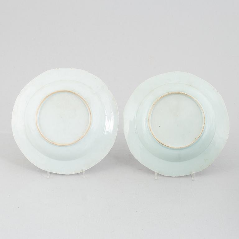 Tallrikar, 6 st, kompaniporslin, Kina, Qianlong (1736-95).