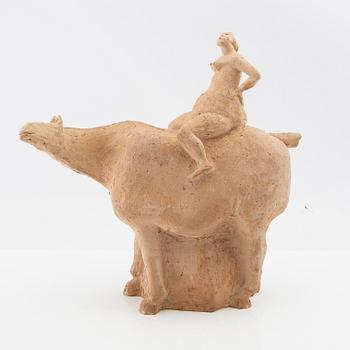 Åke Holm, sculpture, "Lady Godiva", signed terracotta.