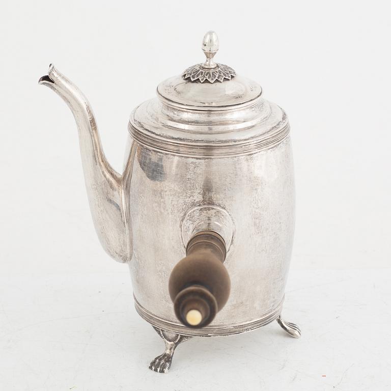 A Swedish Silver Empire Coffee Pot, mark of Gustaf Folcker, Stockholm 1817.