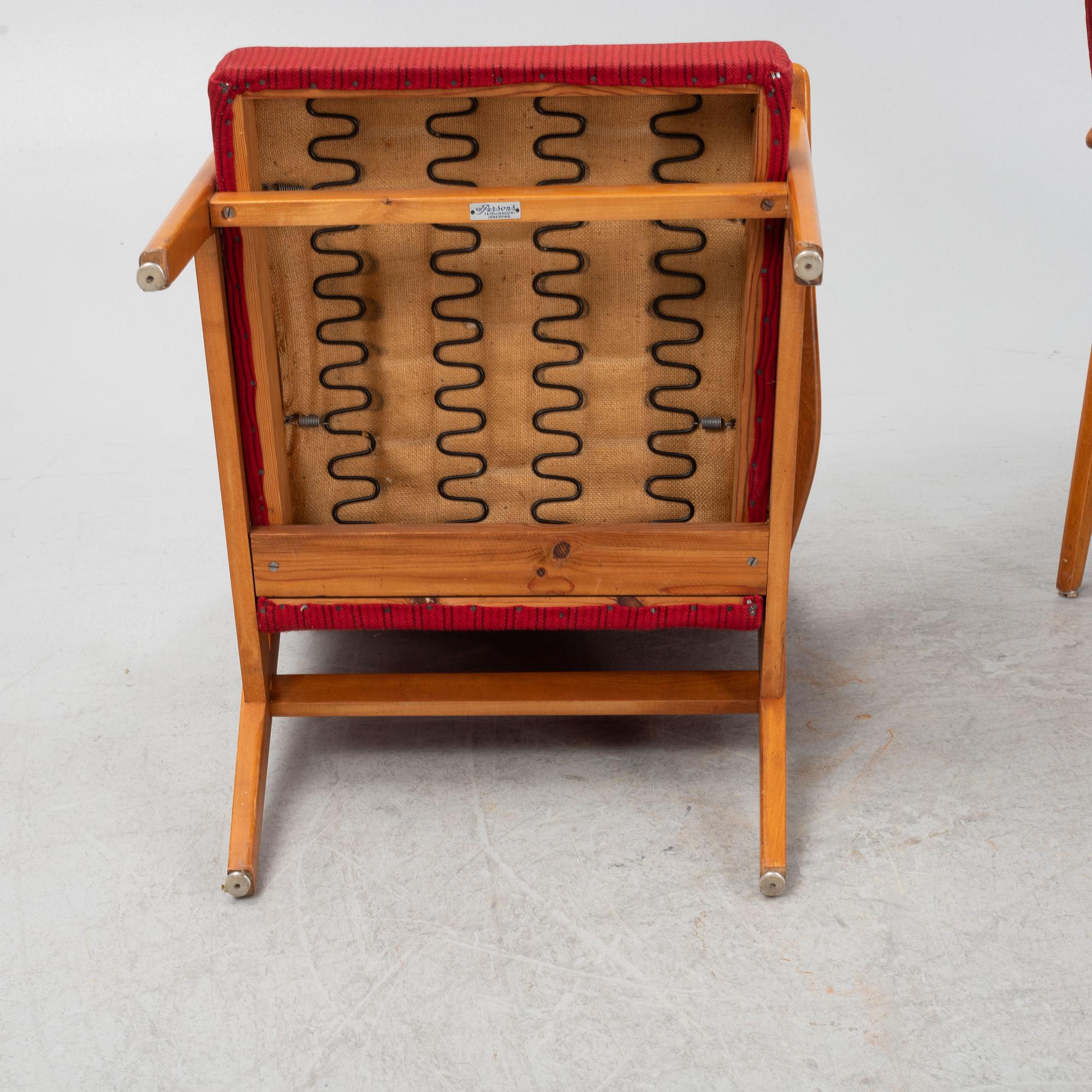 Chairs, a pair, Olof Persson's armchair industry. Jönköping, mid-20th century.