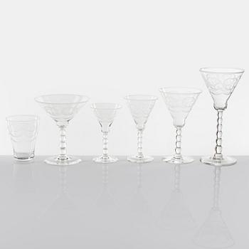 Simon Gate, glasservis, 46 delar, "Molnet", Orrefors.