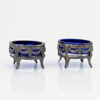 A pair of late Gustavian silver salt cellars, Berndt Johan Frodelius, Stockholm, Sweden, 1792.