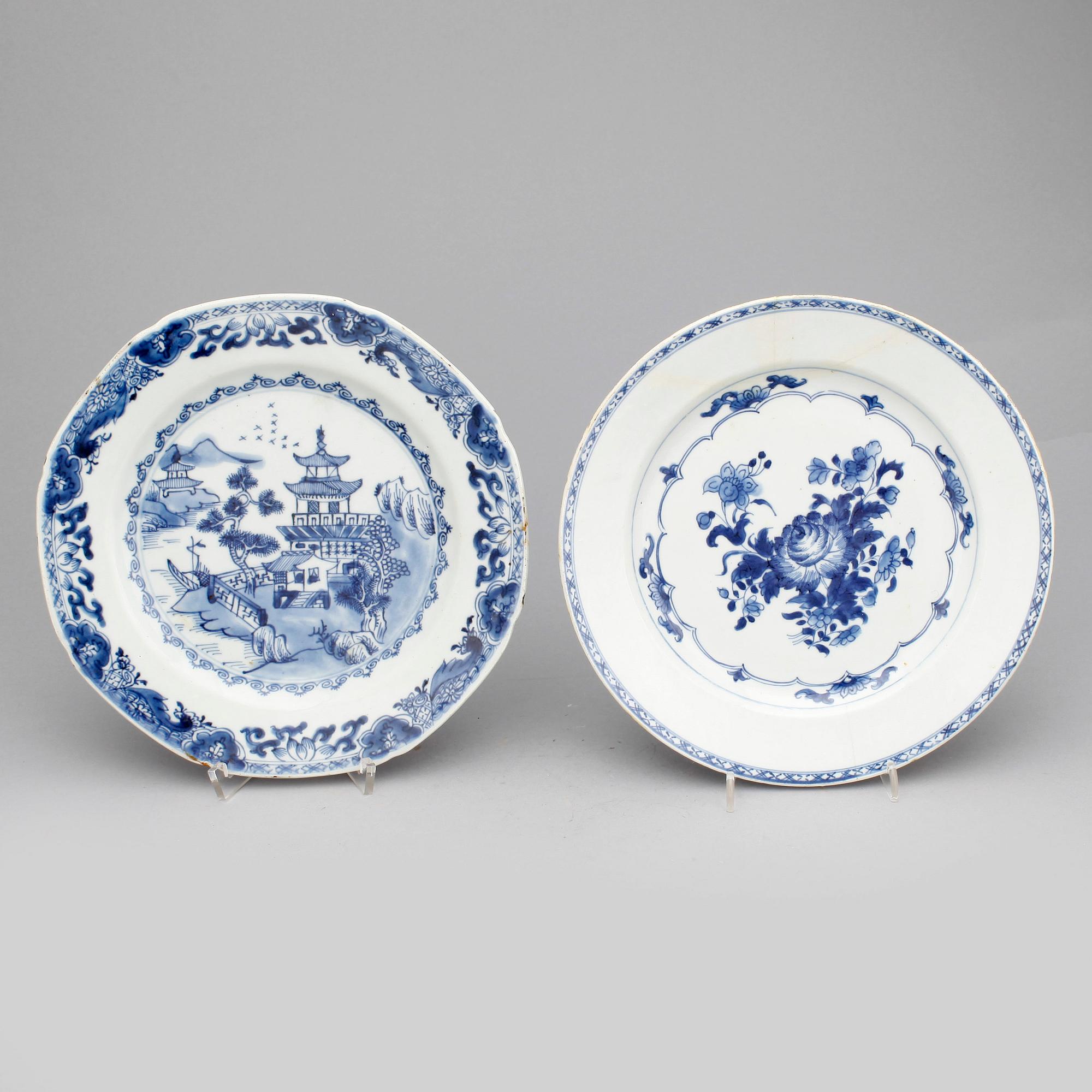 PARTI TALLRIKAR, 4 st. Porslin, Kina, 1700/1800-tal.