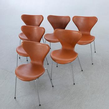 Arne Jacobsen, stolar, 6 st, "Sjuan", Fritz Hansen, Danmark.