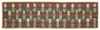 906. TEXTILE. "Täppan". Tapestry weave (Gobelängteknik). 49,5 x 179 cm. Signed AB MMF.