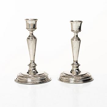 Samuel Pettersson, a pair of silver candlesticks, Linköping, 1879.