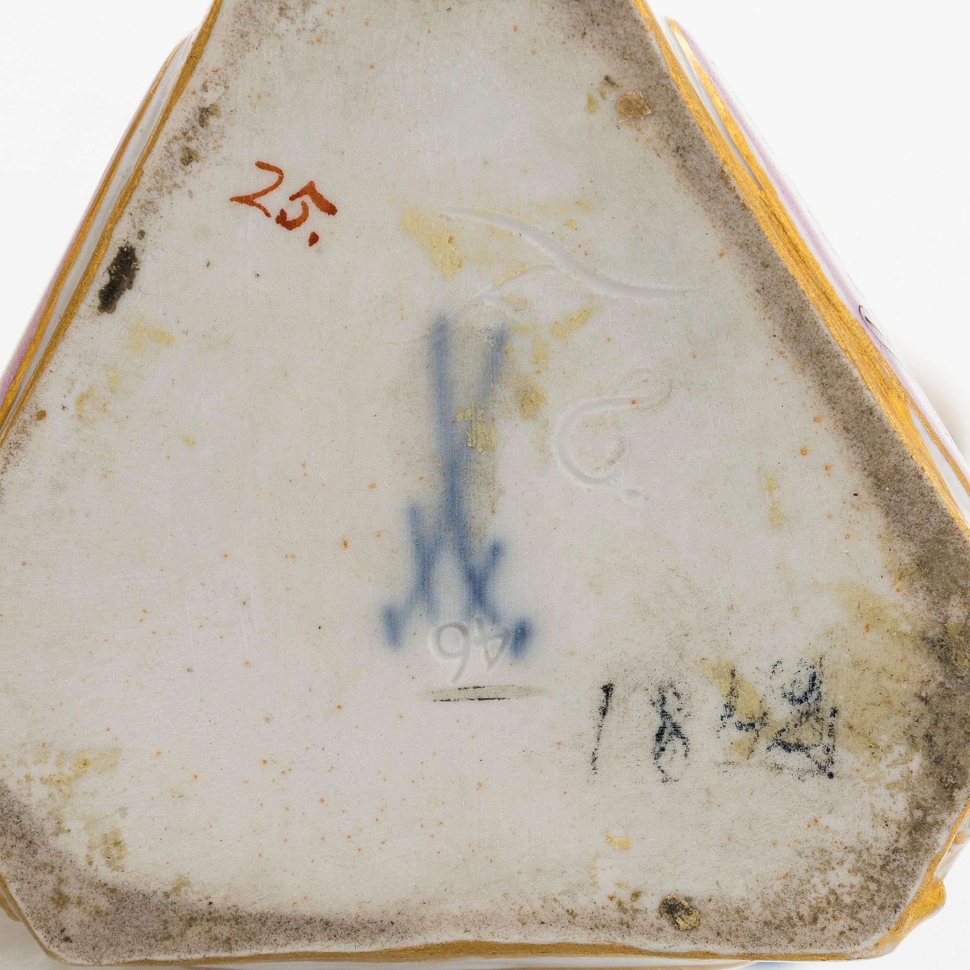 Figuriner, 3 st, porslin, Meissen.