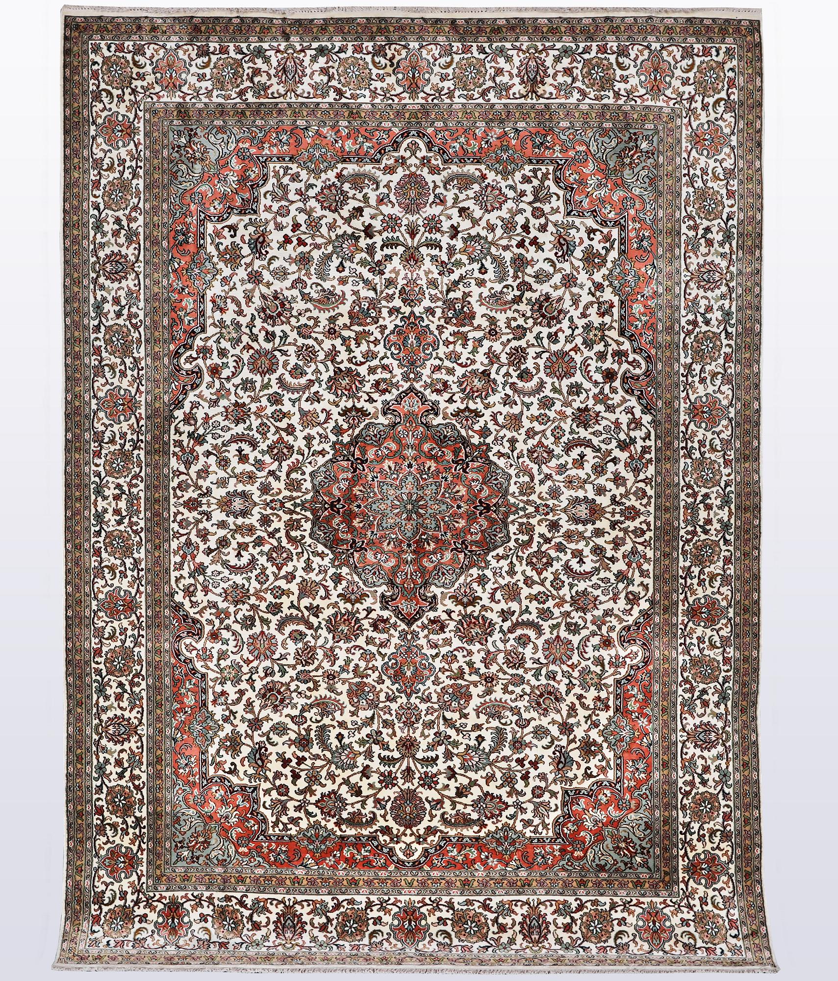 A carpet, silk Kashmir, ca 260 x 172 cm.