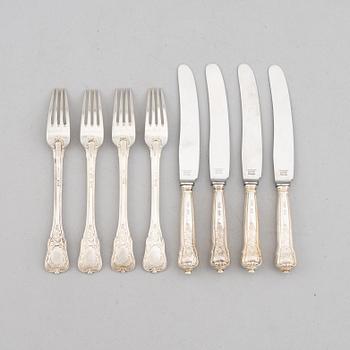 Ole Hagen, table cutlery, 8 pieces, sterling silver, "Rosenborg", A Michelsen, Copenhagen circa 1960.