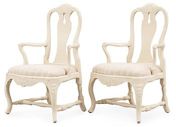 427. A pair of Swedish Rococo 18th century armchairs.