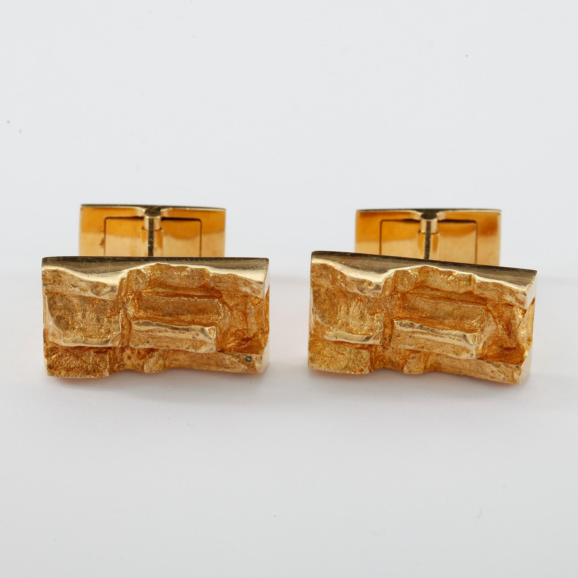 MANSCHETTKNAPPAR, ett par, 18k guld, Björn Weckström, Lapponia, Finland. Vikt 17 g. Vikt ca 14 gram.