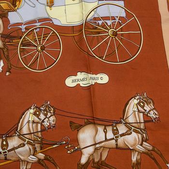 HERMÈS, scarf, 'Coach & Saddle'.