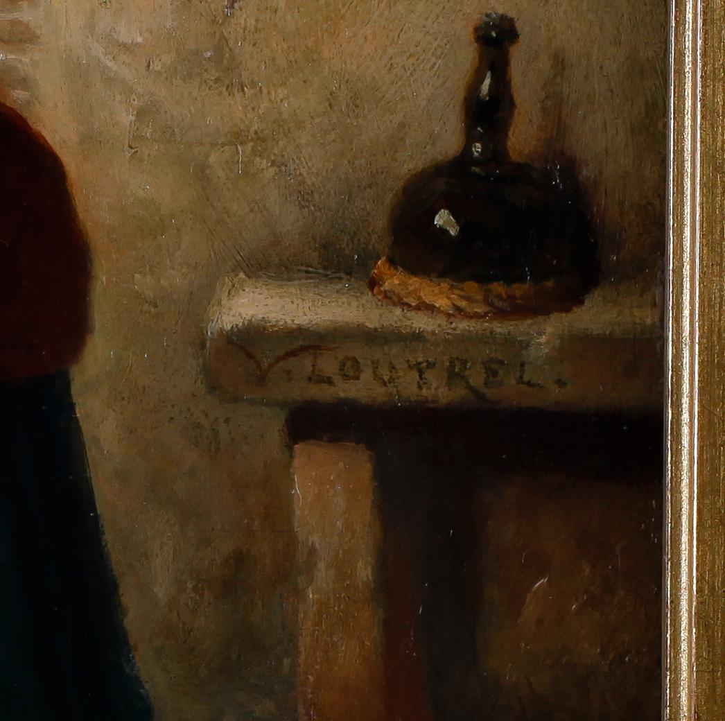 JEAN BAPTISTE VICTOR LOUTREL, hans krets, olja på pannå, signerad.