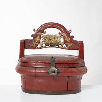 A group of three red wooden vessels, China/Southeast Asia, 20th century.