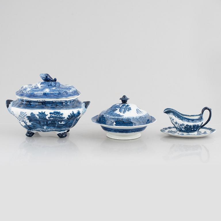 Matservis, flintgods, "Davenport Willow", Booths, England, tidigt 1900-tal.