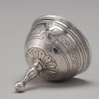 A Swedish 18th century 7 piece silver toilet service, mark of Johan Lorenz Starin, Stockholm 1736.