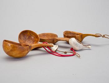 SAMEKNIVAR och KÅSOR, ben och trä, 5 + 3 st,