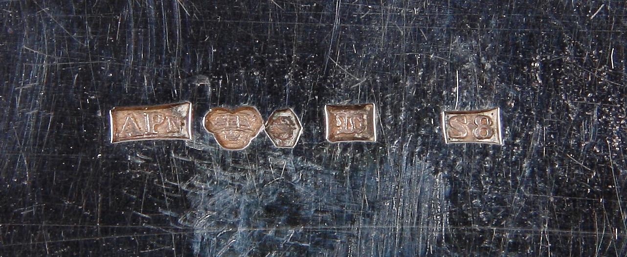 TOILETTESET, 4 delar, silver. Varav en Carl Petter Lampa, Stockholm 1828. Övriga 1900-talets mitt.