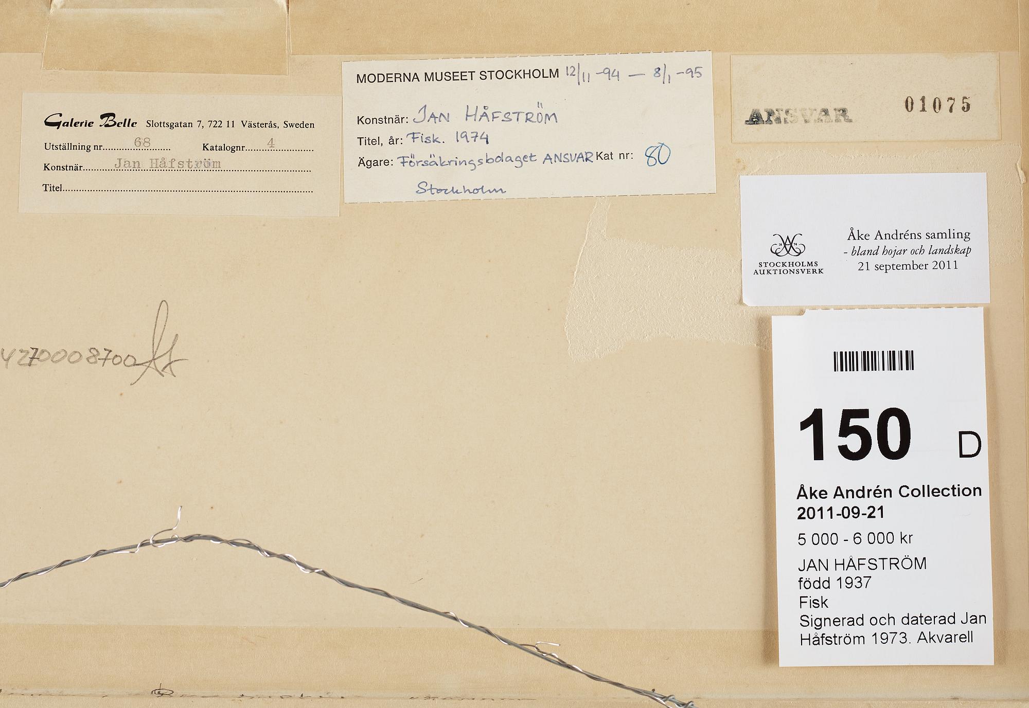 JAN HÅFSTRÖM, collage och blandteknik på papper, signerad Jan Håfström och daterad 1973.