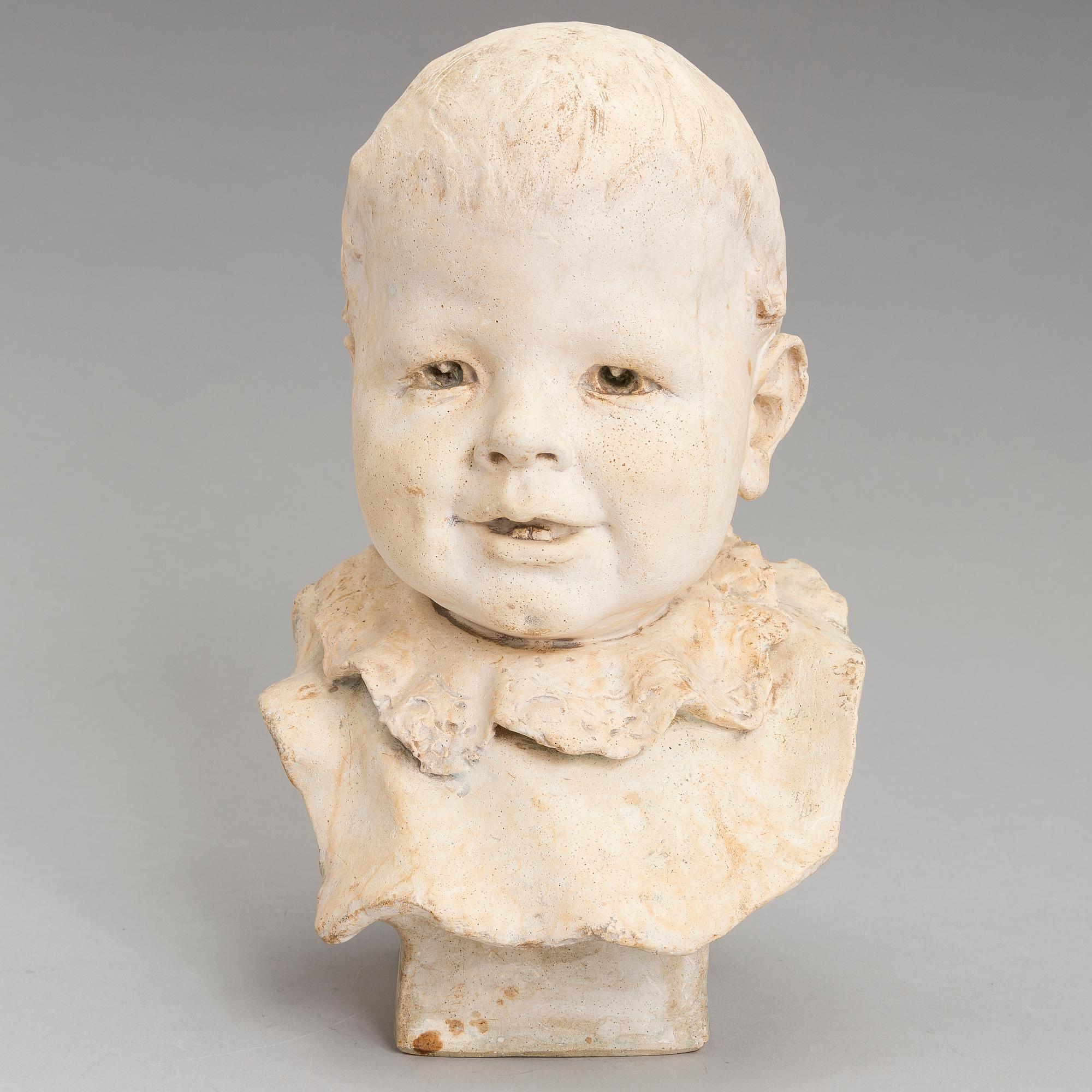 ROBERT STIGELL, gipsbyst, signerad och daterad 1901.