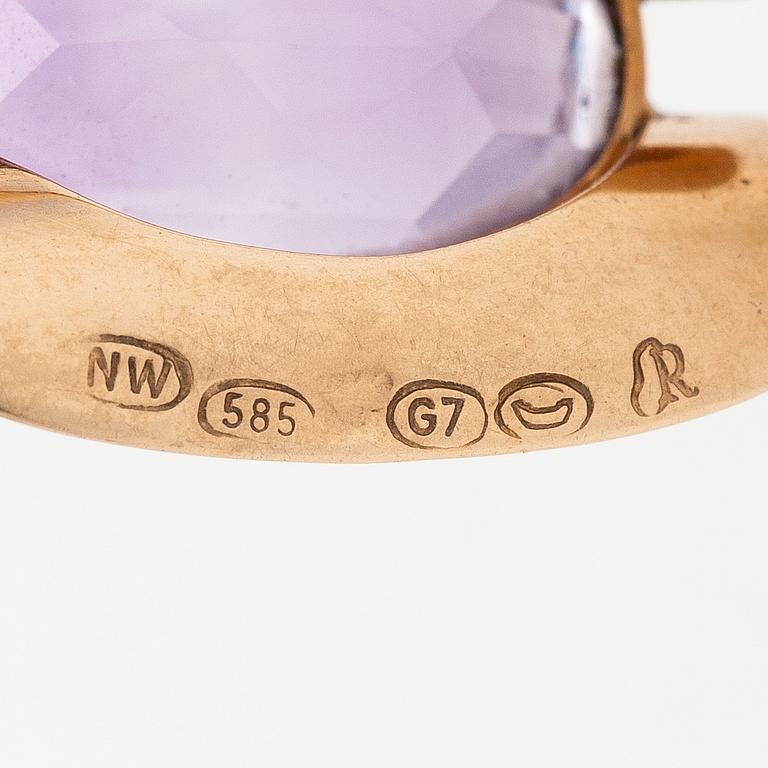 Eero Rislakki, A 14K gold necklace with an amethyst. Westerback, Helsinki 1960.
