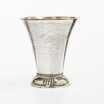 A parcel-gilt silver beaker, mark of Anders Gottfrid Roos, Turku, Finland, 1811.