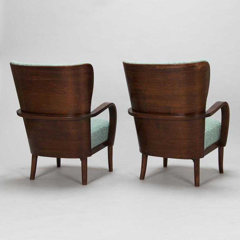 Werner West, a pair of armchairs, Wilhelm Schaumann Oy, Finland 1930s-40s.