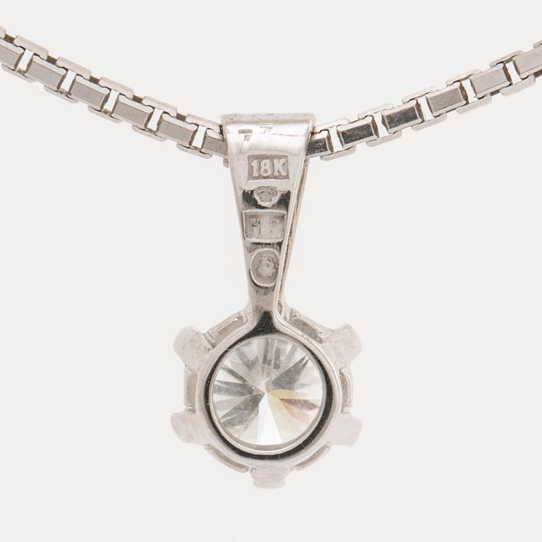 BRILJANTHÄNGE m KEDJA 18K vitguld 1 briljant 0, 77 ct TW SI, Stjärnringen certifikat 1997.