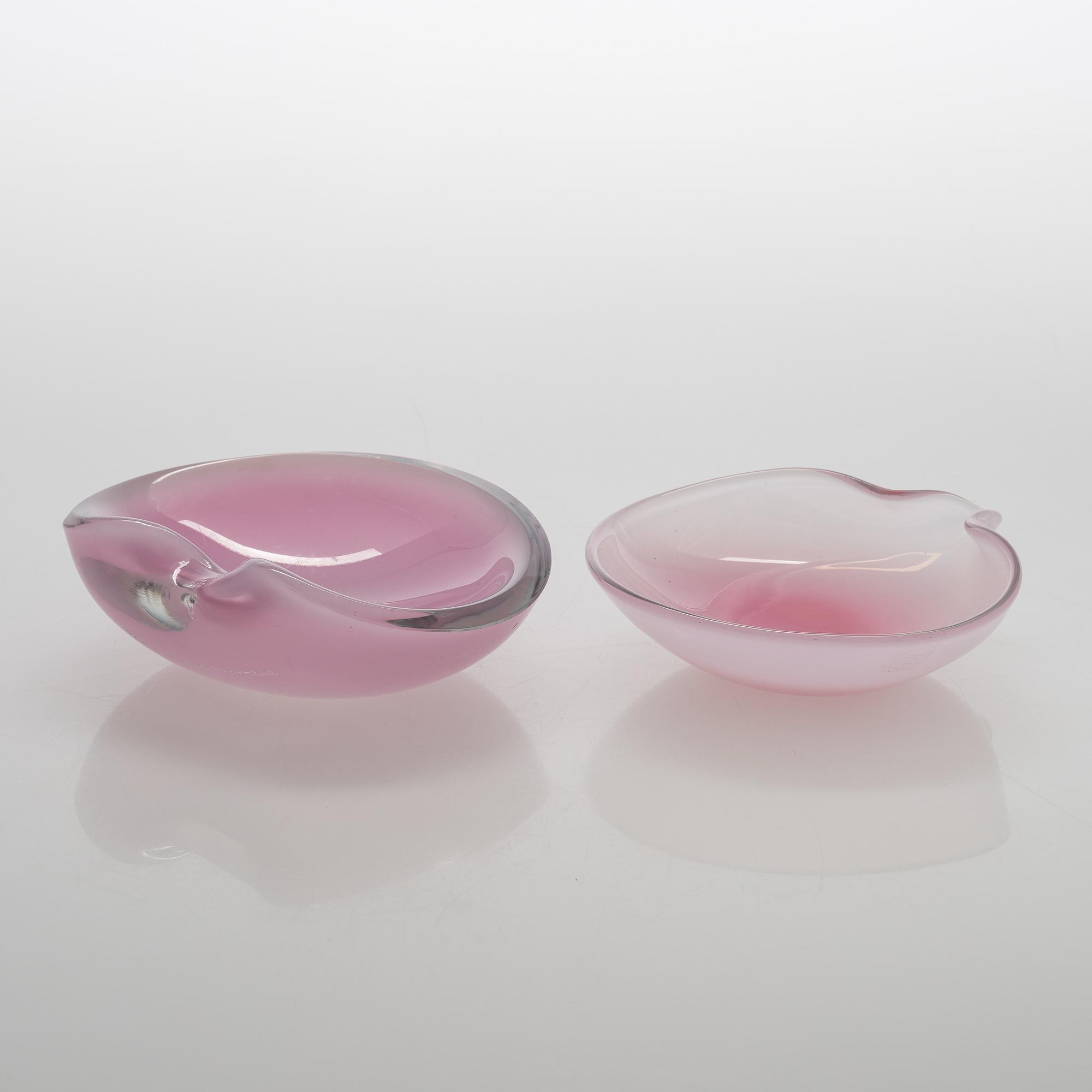 Tapio Wirkkala, a set of five glass bowls, signed Tapio Wirkkala Iittala.