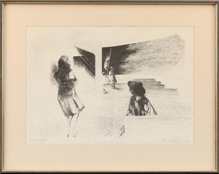 OLA BILLGREN, litografi, sign o dat -66, provtryck.