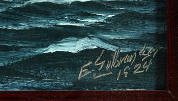 OKÄND KONSTNÄR, olja på pannå, sign "E Gulbrandsen" och dat "1924".