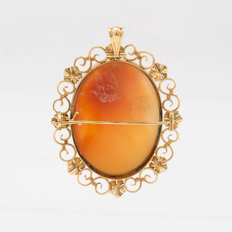 Brooch/Pendant 18K gold and shell cameo, Stockholm 1952.